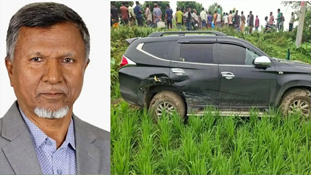 বগুড়ায় নিয়ন্ত্রণ হারিয়ে প্রতিমন্ত্রীর গাড়ি ধানক্ষেতে