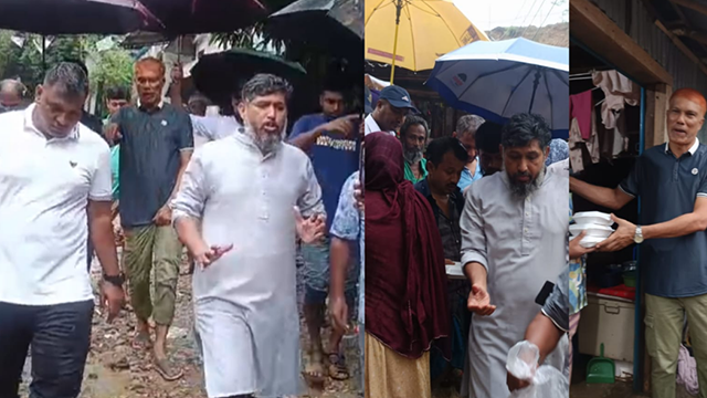 টানা বৃষ্টিতে পানিবন্দী মানুষের পাশে বিএনপি: বায়েজিদে রান্না করা খাবার বিতরণ