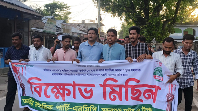 সারজিস-নাসীরুদ্দীনের ওপর হামলার প্রতিবাদে সুন্দরগঞ্জে এনসিপির বিক্ষোভ